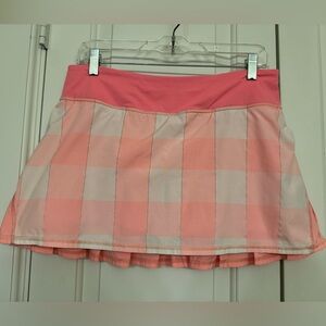 Lululemon Pace Setter Skirt 8 reg Coral Gingham